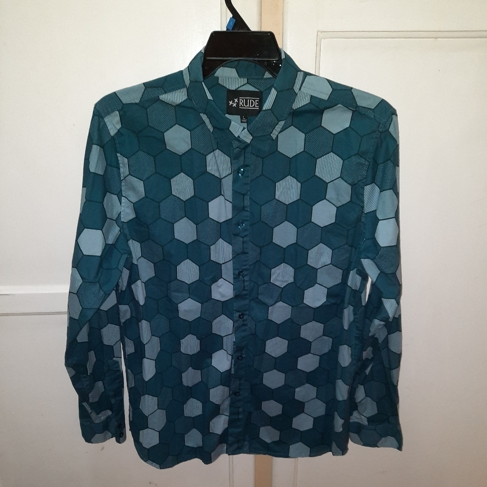 RUDE Men's Button-down Patterned Shirt